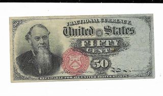 50 Cents U.  S.  Fractional 4th Issue Currency Very Fine Note Fr.  1376 Note 2