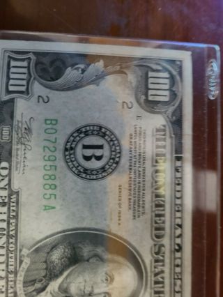 1934 A $100 Dollar Federal Reserve Note Washington D.  C Green Seal Circulated 2