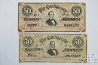1864 $50 Confederate Sates Currency Richmond Virginia T - 46 Civil War Notes 19966