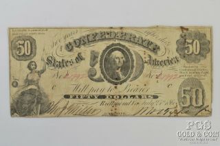 1861 $50 Confederate Sates Currency Richmond Virginia T - 8 Civil War Note 19967
