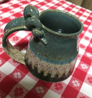 Handmade Clay Pottery Mug Signed