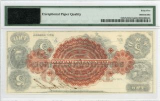 1855 $2 The Bordentown Banking Co.  - JERSEY Note PMG Gem 65 EPQ 2
