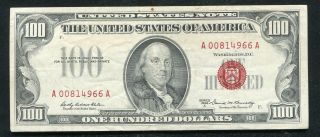 1966 - A $100 One Hundred Dollars Red Seal Legal Tender United States Note (b)