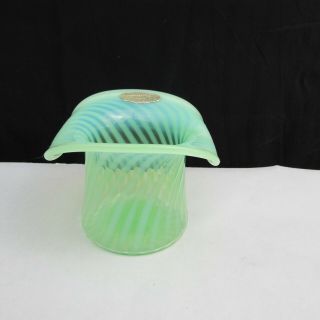 Fenton Green Opalescent Spiral Optic Top Hat 1939 Only W98