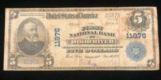 1902 $5 Five Dollar First National Bank Of Woodriver,  Il Large Note 11876