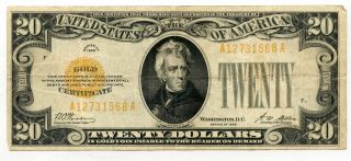 1928 $20 Gold Certificate - Twenty Dollar Currency Note - United States - Bk315