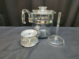 Vintage Pyrex 7759 Flameware Blue Tint 9 Cup Glass Coffee Pot Percolator