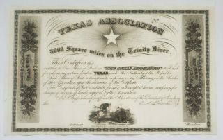 Texas Association Stock Certificate (mercer Colony) - - Republic Of Texas - -