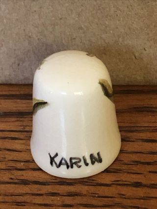 Thimble Ceramic Pottery Orchids Hand Crafted Karin 3