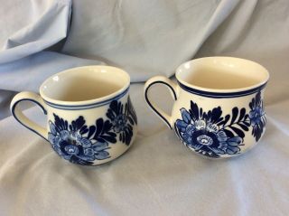 A Delft Blue Hand Painted Holland Windmill Flowers Cup Mug Daic