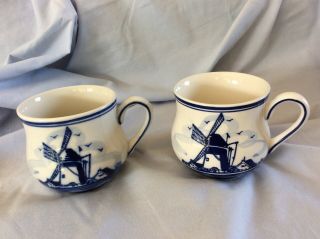 A Delft Blue Hand Painted Holland Windmill Flowers Cup Mug DAIC 2