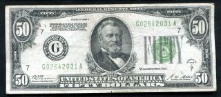 Fr.  2101 - G 1928 - A $50 Frn Federal Reserve Note “gold On Demand” Very Fine