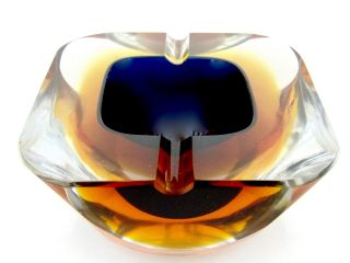 Colour Reflecting 1960s Murano Sommerso Faceted Space Age Ufo Block Bowl