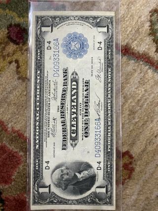 1918 $1 One Dollar National Currency Large Federal Reserve Note Ohio