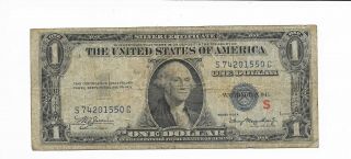 Experimental S 1935 A $1 Silver Certificate Blue Seal Fine Banknote S74201550c