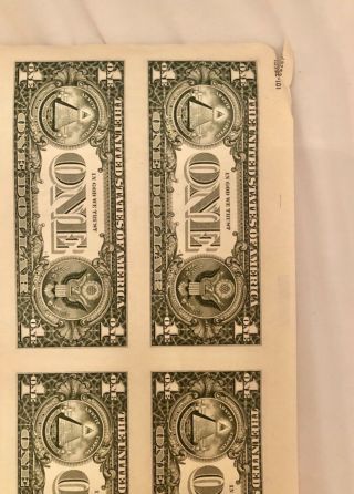 Uncut Sheet $1.  Dollar Bills (32) 1985 Uncirculated 3