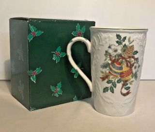 Mikasa English Countryside “festive Spirit” Tall Embossed Christmas Mug Euc