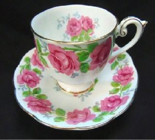 Queen Ann Bone China Teacup And Saucer - Lady Alexander Rose - Pink Roses