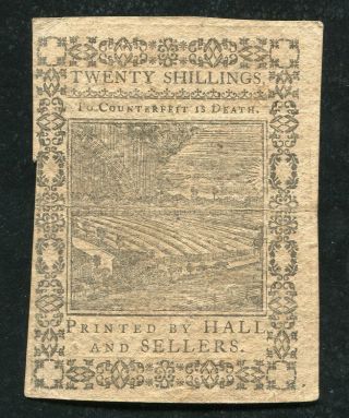 PA - 169 OCTOBER 1,  1773 20s TWENTY SHILLINGS PENNSYLVANIA COLONIAL CURRENCY 2