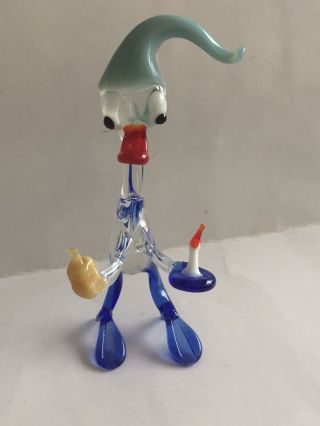 Murano Glass,  Pirelli,  Lauscha,  Bimini; Glass Donald Duck With Candle,  Candle Holder