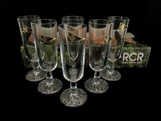 Set 6 Rcr Royal Crystal Rock Alaska Crystal Iced Tea Glasses Fluted Champagne