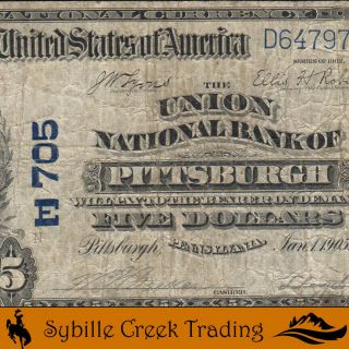 1902 $5 Pittsburgh,  Pa National Bank Note 8341 - P