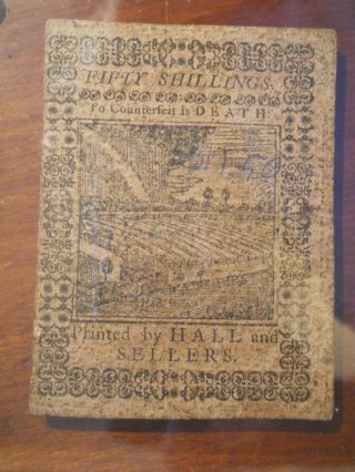 1773 COLONIAL CURRENCY 50 SHILLINGS NOTE 2