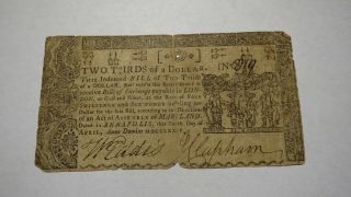 1774 $2/3 Annapolis Maryland Md Colonial Currency Note Bill Four Shillings Pence