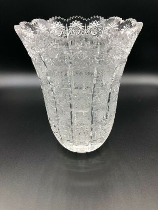 Bohemia Vintage Czech Hand Cut 24 Lead Crystal Oval Flower Vase Queen Lace