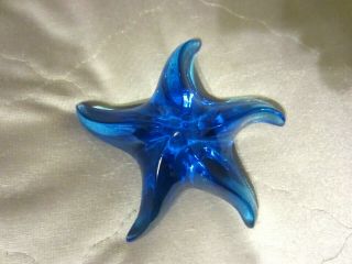 Saint Louis France Cobalt Blue Art Glass Starfish Crystal Paperweight Nr