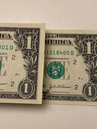 100 uncirculated $1 One Dollar Bills 2003 York B/D block.  consecutive 3