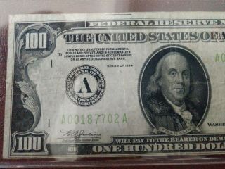 Series 1934 A $100 Dollar Federal Reserve Note,  Boston 3