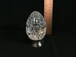 Waterford Crystal Egg Paperweights,  Set Of 3 With Repousse Stands