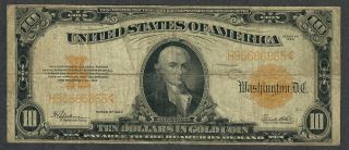 Us Fr1173 $10.  00 Gold Certificate 1922 Note Vg