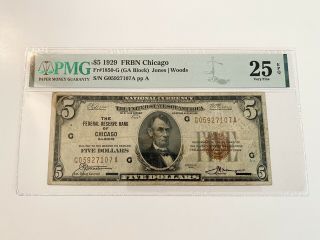 1929 $5 Federal Reserve Bank Note Chicago (very Fine 25 Epq) Pmg