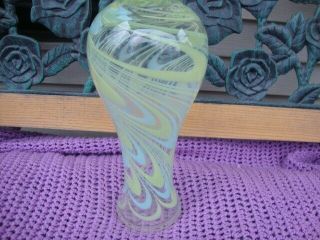 Antique Vtg Murano Style Crystal Glass Vase Multicolored Swirl Hand Blown Art