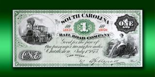 State of South Carolina 1873 $1 Currency Gem Unc PMG 66 EPQ Vivid Color 2