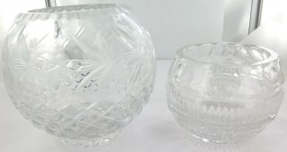 . Two Good Quality Largish Crystal Rose Bowls / Vases.