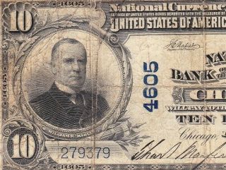 1902 $10 Chicago,  Il Ch.  4605 National Bank Of The Republic 9379