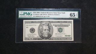 1999 Twenty Dollar Pmg Gem Unc 65 Epq York Star Note $20 Bill Buy It Now