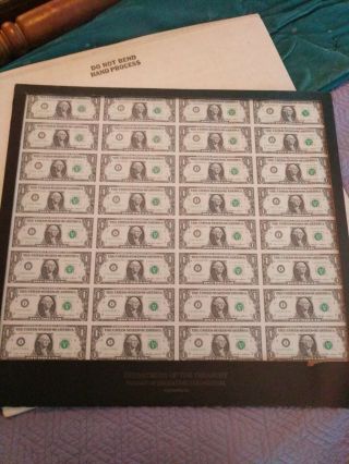 Uncut Sheet $1.  Dollar Bills (32) 1985 Uncirculated