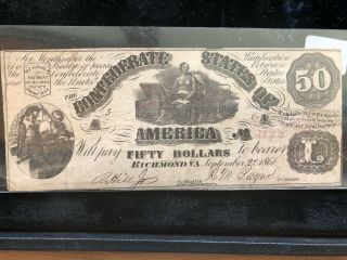 CONFEDERATE CURRENCY 1861 FIFTY DOLLARS T - 14 2