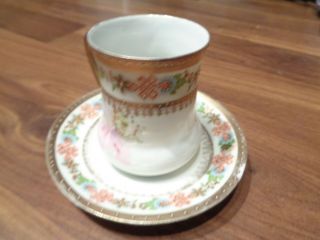 Vintage C S Prussia Tea Cup (2.  5 " Tall) And Saucer Gold Gilt With Flowers