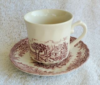 Churchill The Brook Pink Flat Cup And Saucer Set Made In England