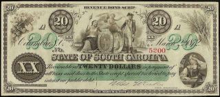 Large 1872 $20 Dollar Bill South Carolina Note Old Currency Big Paper Money 5200