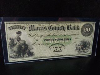 1850s $20 Morris County Bank Morristown Nj Gorgeous Au Great Color