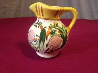 Mini 3 " Ceramic Pitcher Small Hand - Painted Pineapple Citrus Pottery