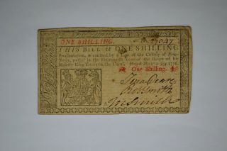 Jersey,  March 25,  1776 Colonial Note - One Shilling -
