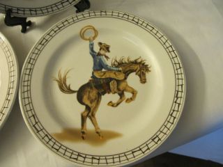 American Atelier At Home Cowboy Salad Plate 5200 Stoneware Collectible (4)