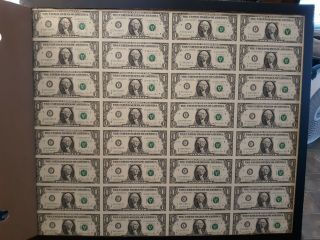 1981 $1 Uncut Sheet Of 32 Frn Notes Richmond 67e